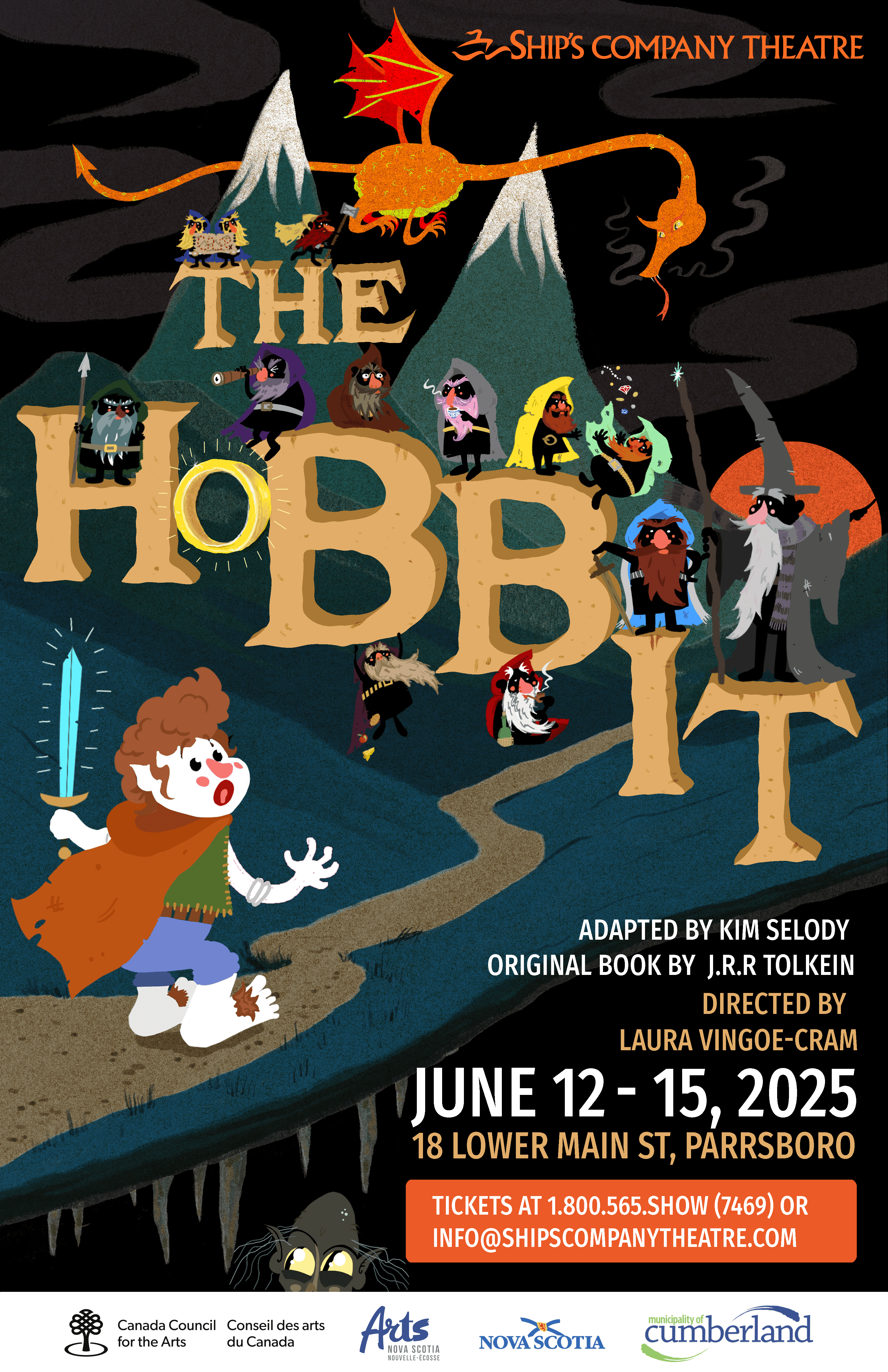 Hobbit Poster The Hobbit Ship's company Community Theatre poster with cutesie cartoon images. June 12-15 2025